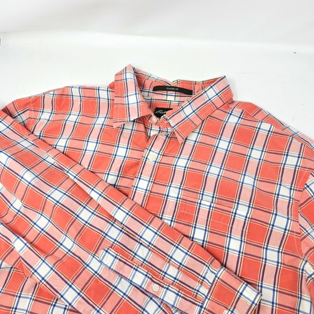 Eddie Bauer Red and Blue Plaid Casual Button Down Shirt